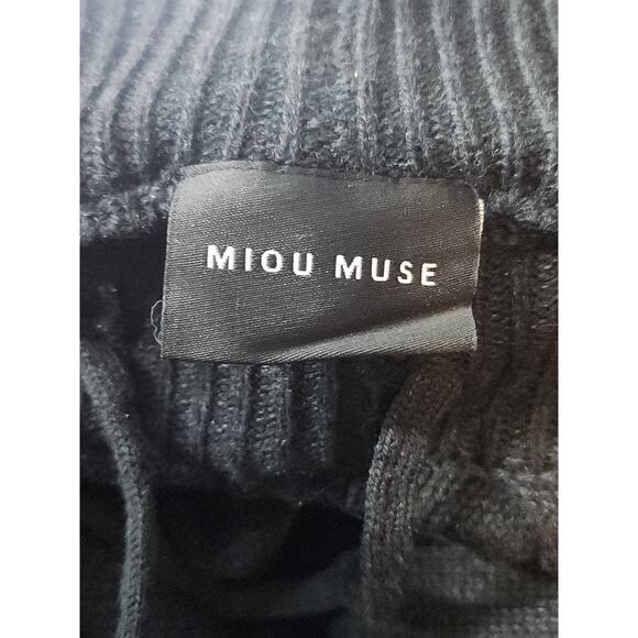 Miou Muse Sweatpants Women's S Gray Knit Elastic Waist W/ Pockets Pleated Ankle - Picture 4 of 5